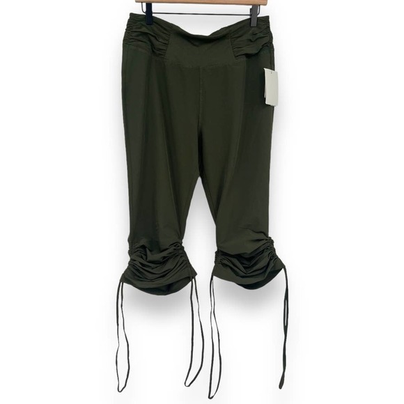 Alex + Abby NWT Olive Chive Motion Ruched Adjustable Bootcut Woven Pant Medium - Picture 3 of 11